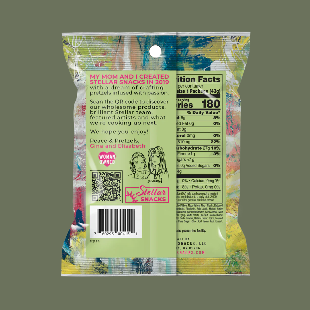 Stellar Snacks Mini Pretzel Braids Bold and Herby Nutrition Facts | J&J Vending SF Office Snacks and Beverage Delivery Service