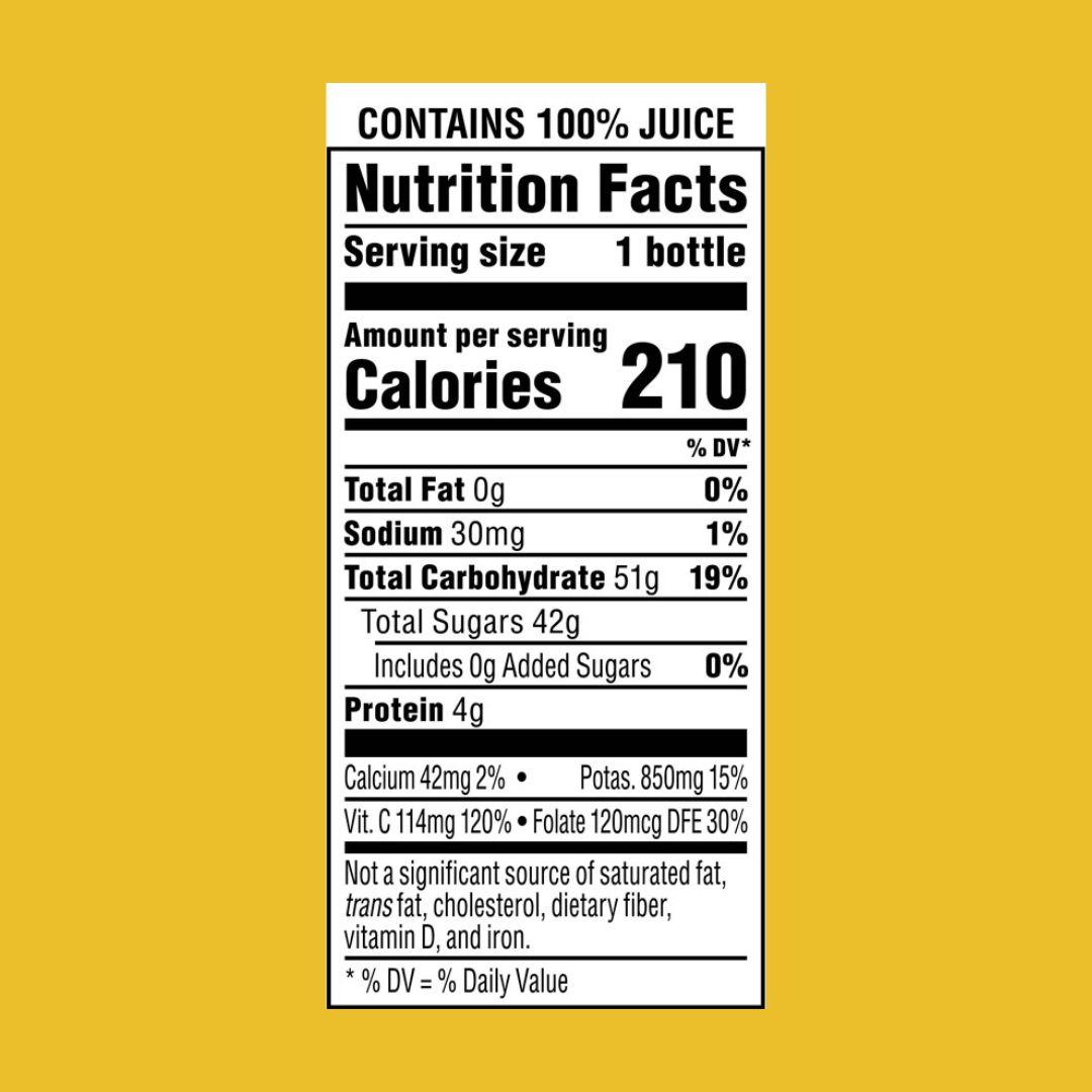 Dole 100% Orange Juice Nutrition Facts | J&J Vending SF Office Snack and Beverage Delivery Service