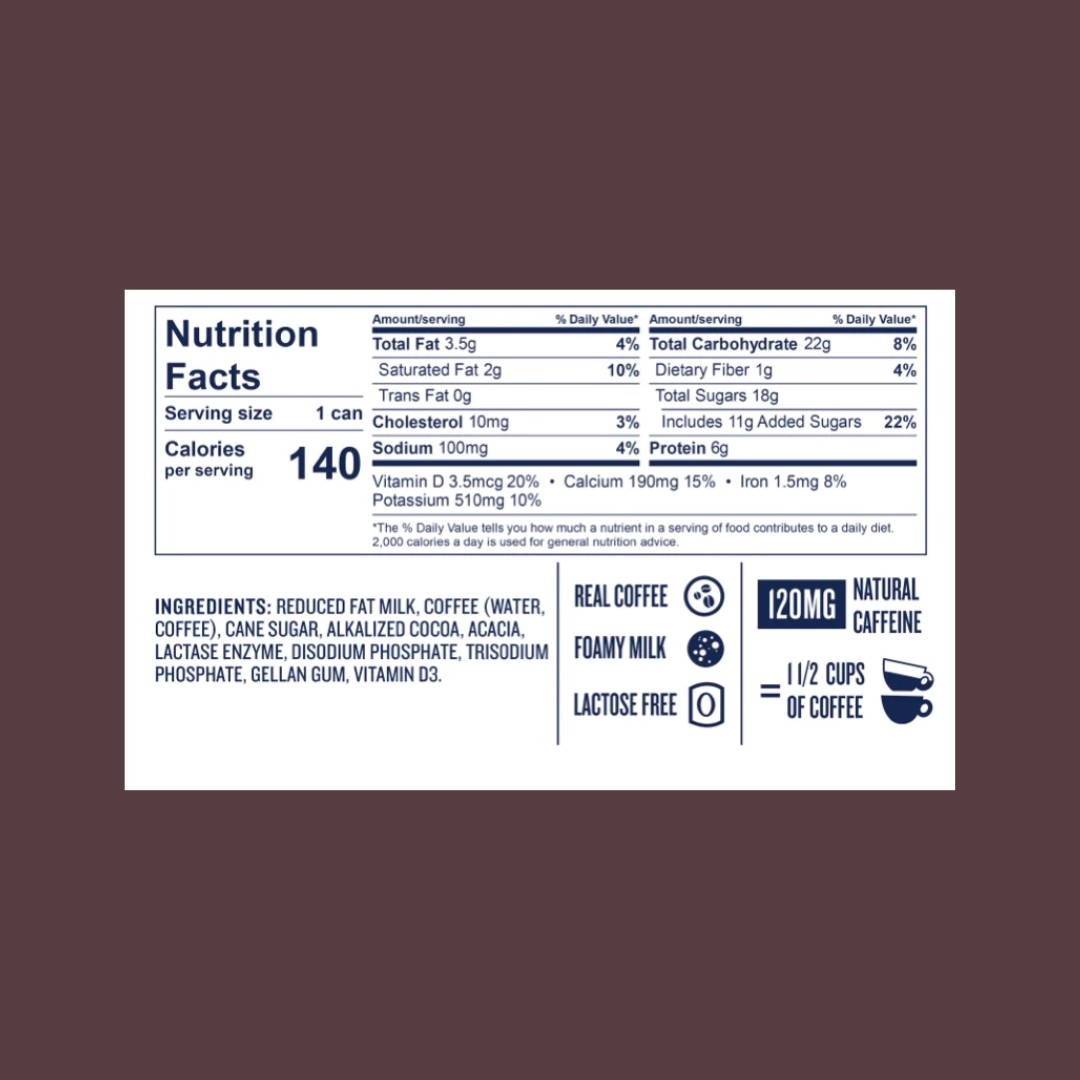 La Colombe Coffee Cold Brew Mocha Latte Nutrition Facts | J&J Vending SF Office Snack and Beverage Delivery Service