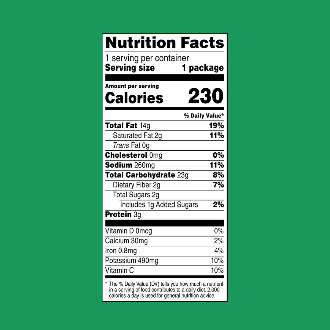 Lays Sour Cream & Onion Chips Nutrition Label | J&J Vending SF Office Pantry Snacks and Beverage Delivery Service