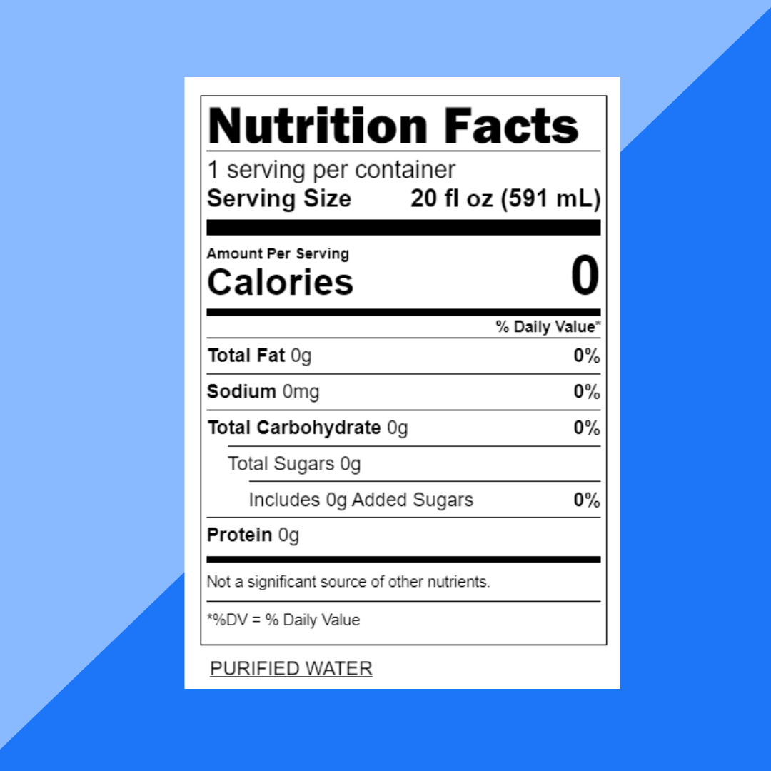 Aquafina 20oz Bottle Nutrition Facts | J&J Vending SF Office Snack and Beverage Delivery Service