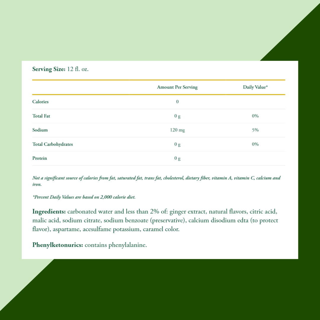 Canada Dry Zero Sugar 12oz Nutrition Facts | J&J Vending SF Office Snack and Beverage Delivery Service