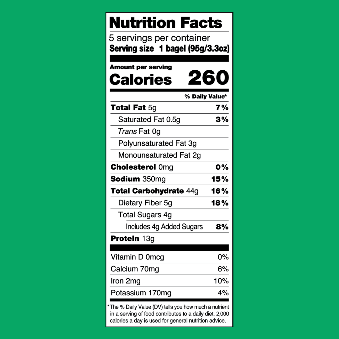 Dave's Killer Bread Epic Everything Organic Bagels Nutrition Facts | J&J Vending SF Office Snacks and Beverage Delivery Service