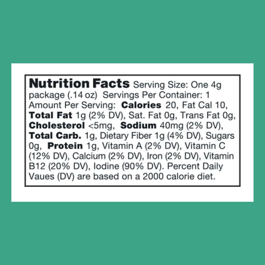 Ocean's Halo Seaweed Snack Sea Salt Nutrition Facts | J&J Vending SF Office Snacks and Beverage Delivery Service