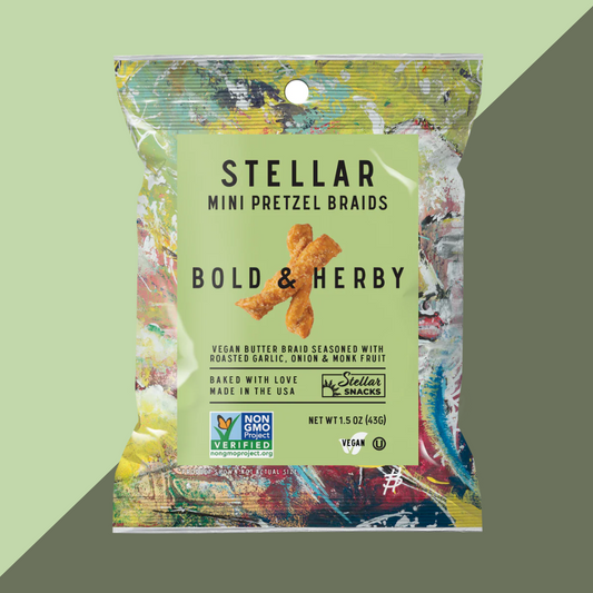 Stellar Snacks Mini Pretzel Braids Bold and Herby | J&J Vending SF Office Snacks and Beverage Delivery Service