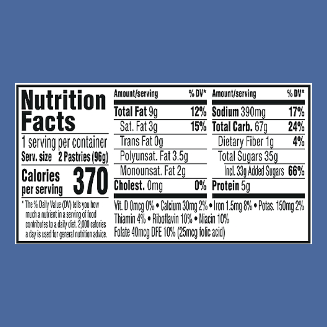 Poptarts Frosted S'mores 2 toaster pastries Nutrition Facts | J&J Vending SF Office Snacks and Beverage Delivery Service