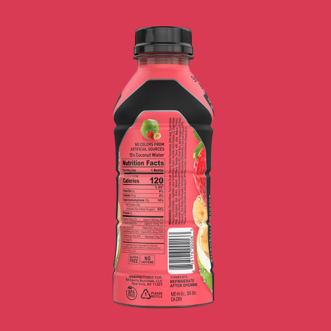 Body Armor Strawberry Banana Sports Super Drink Nutrition Facts | J&J Vending SF Office Snacks and Beverage Delivery Service