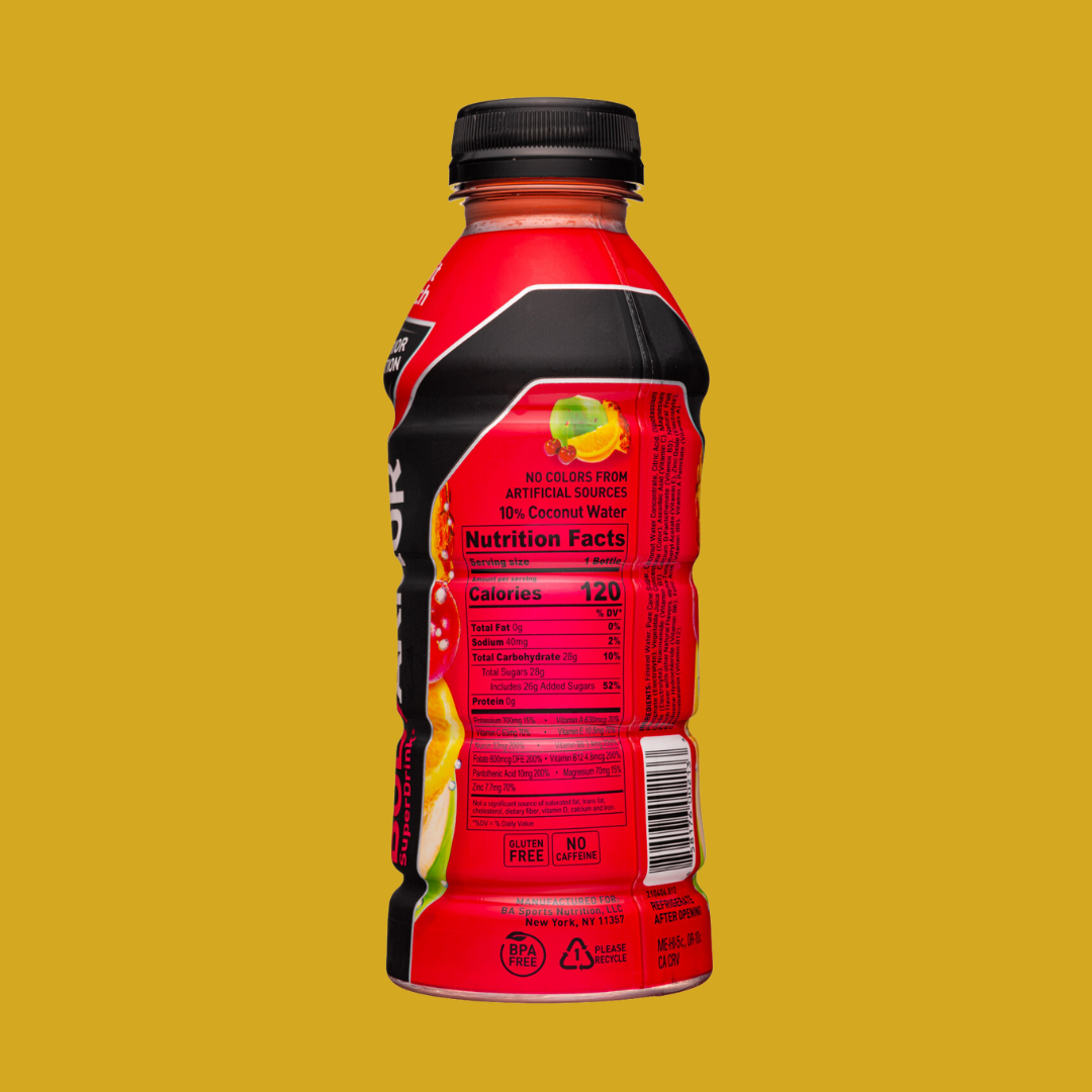 Body Armor Fruit Punch Super Sports Drink Nutrition Facts | J&J Vending SF Office Snacks and Beverage Delivery Service