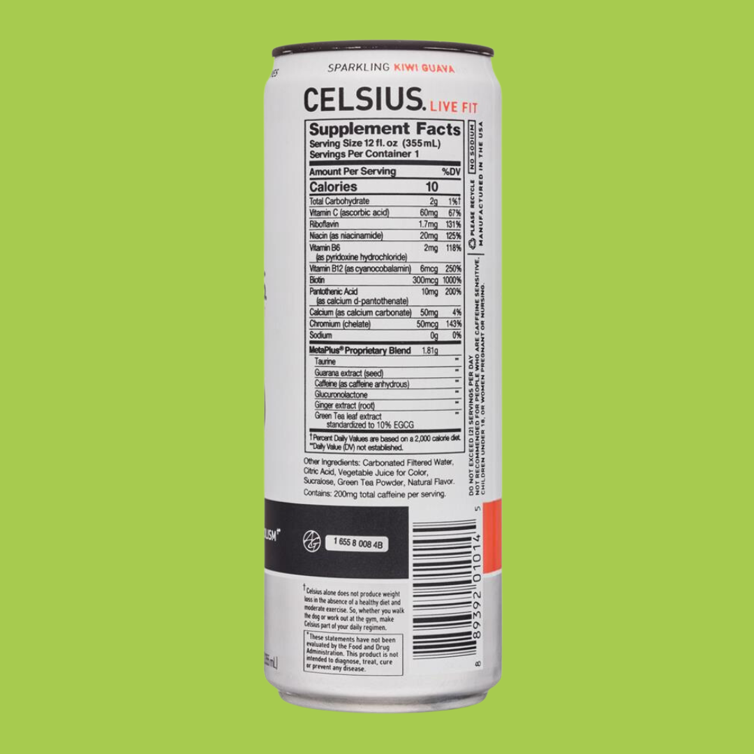 Celsius Sparkling Kiwi Guava Energy Drink Nutrition Facts | J&J Vending SF Office Snacks and Beverage Delivery Service
