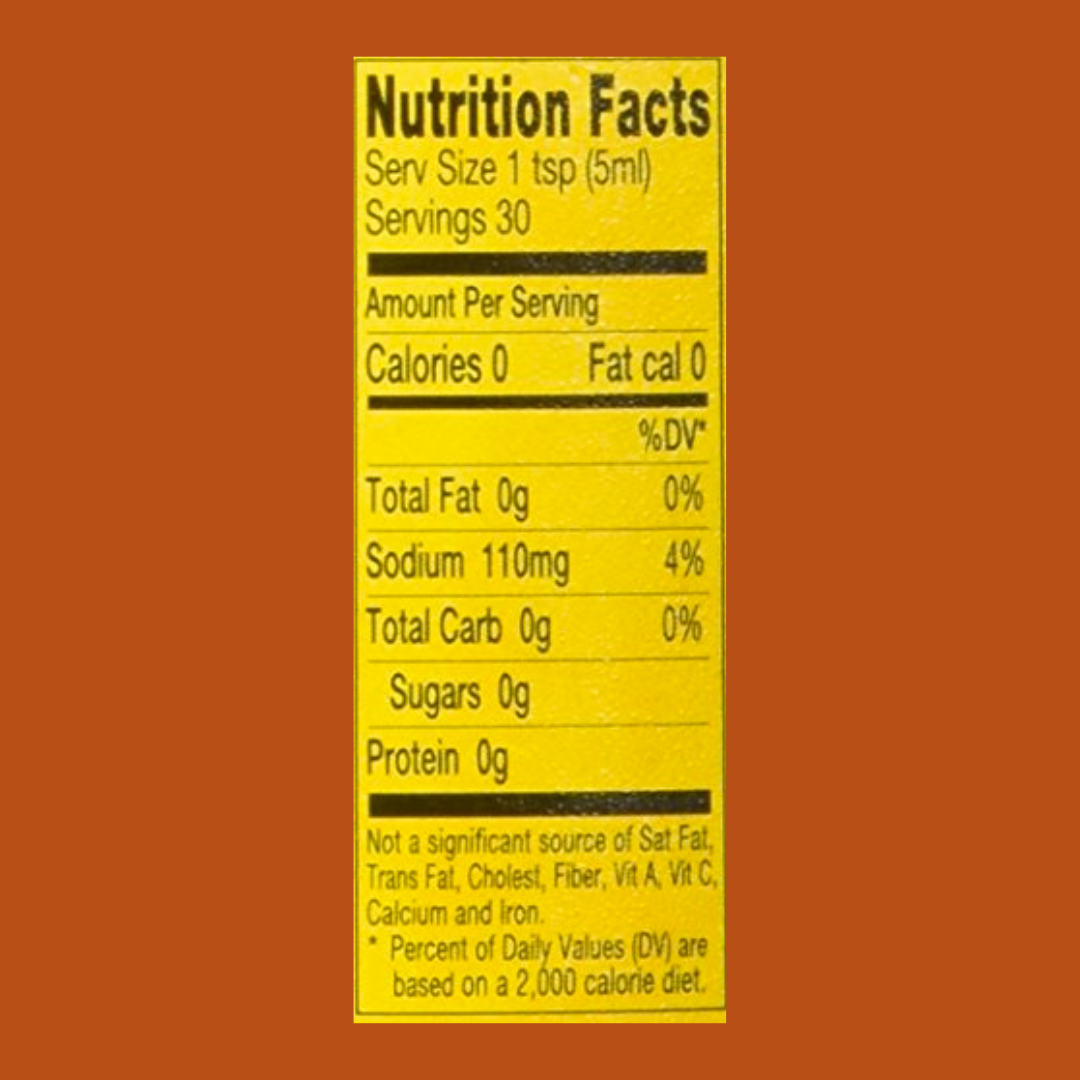 Cholula Hot Sauce Original Nutrition Facts | J&J Vending SF Office Snacks and Beverage Delivery Service