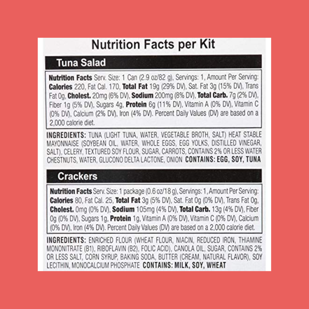 Bumble Bee Snack On The Run Tuna Salad Kit with Crackers Nutrition Facts | J&J Vending SF Office Pantry Snacks and Beverage Delivery Service