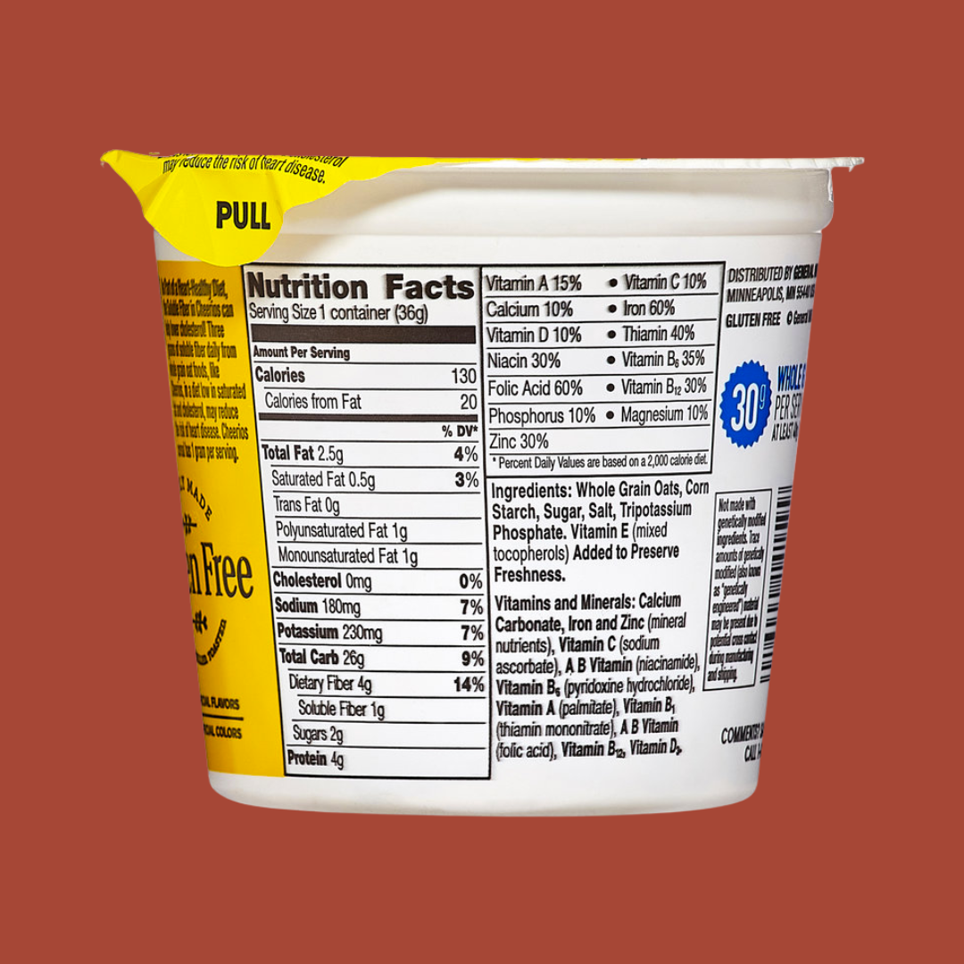 Cheerios Cereal Cup To-Go Nutrition Facts | J&J Vending SF Office Pantry Snacks and Beverage Delivery Service