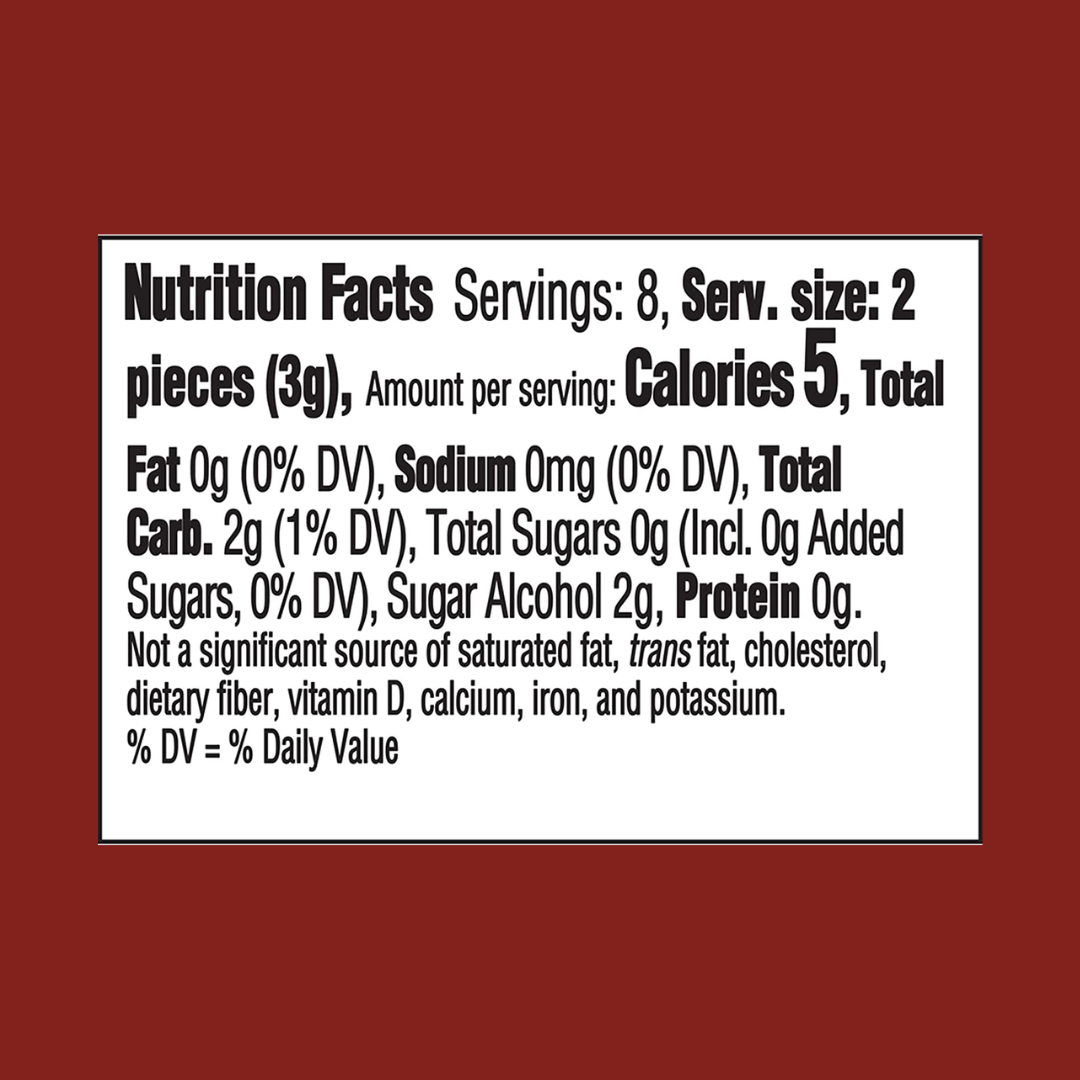 Dentyne Fire Spicy Cinnamon Gum Nutrition Facts | J&J Vending SF Office Pantry Snacks and Beverage Delivery Service