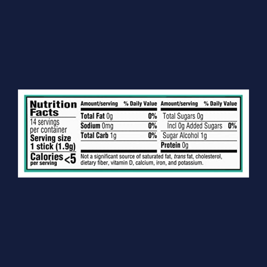 Orbit Spearmint Gum Nutrition Facts | J&J Vending SF Office Pantry Snacks and Beverage Delivery Service