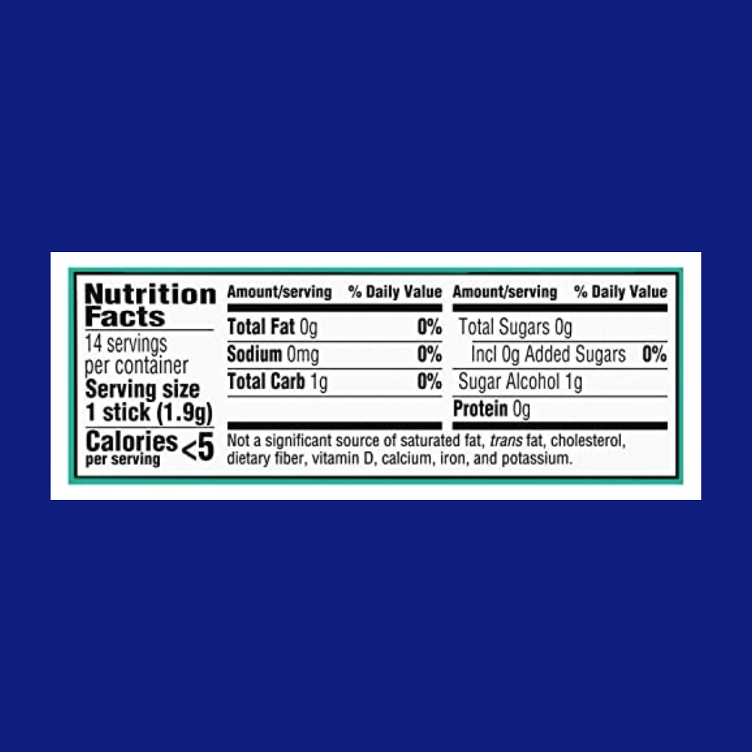 Orbit Wintermint Gum Nutrition Facts | J&J Vending SF Office Pantry Snacks and Beverage Delivery Service