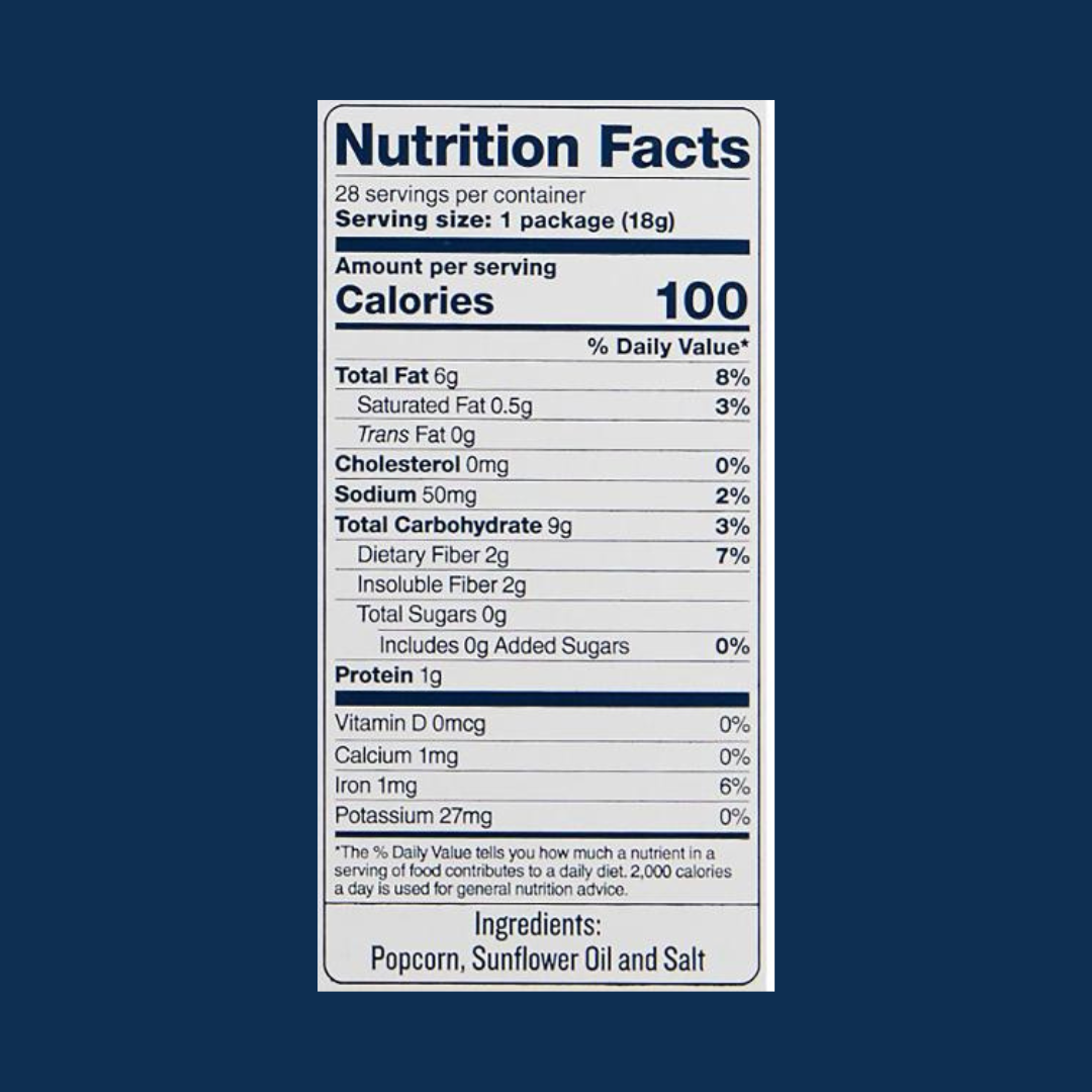 Skinny Pop Popcorn Nutrition Facts | J&J Vending SF Office Pantry Snacks and Beverage Delivery Service
