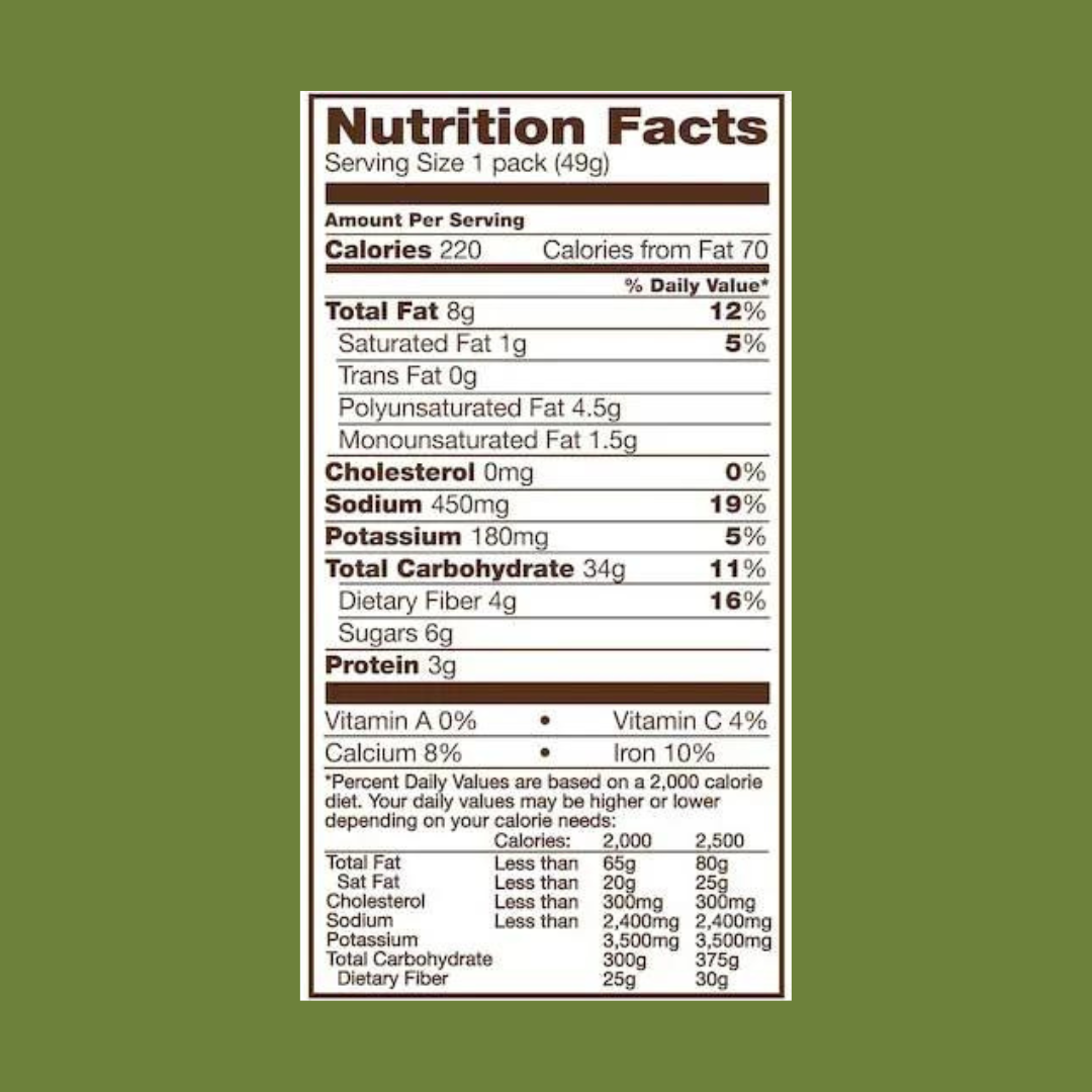 Wheat Thins Toasted Chips Veggie Flavor Nutrition Facts | J&J Vending SF Office Pantry Snacks and Beverage Delivery