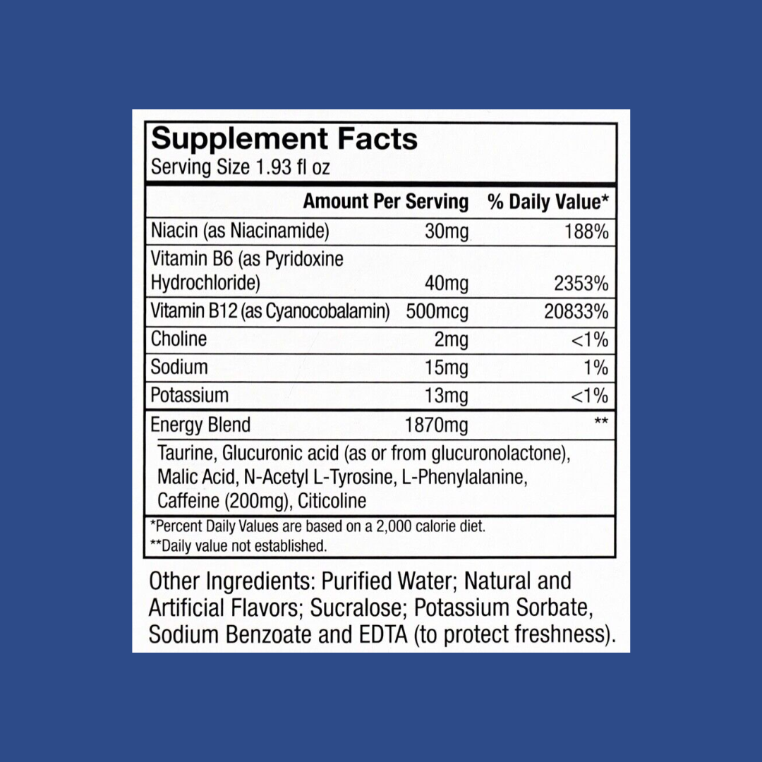 5 Hour Energy Shot Regular Strength Berry Nutrition Facts | J&J Vending SF Office Snack and Beverage Delivery Service