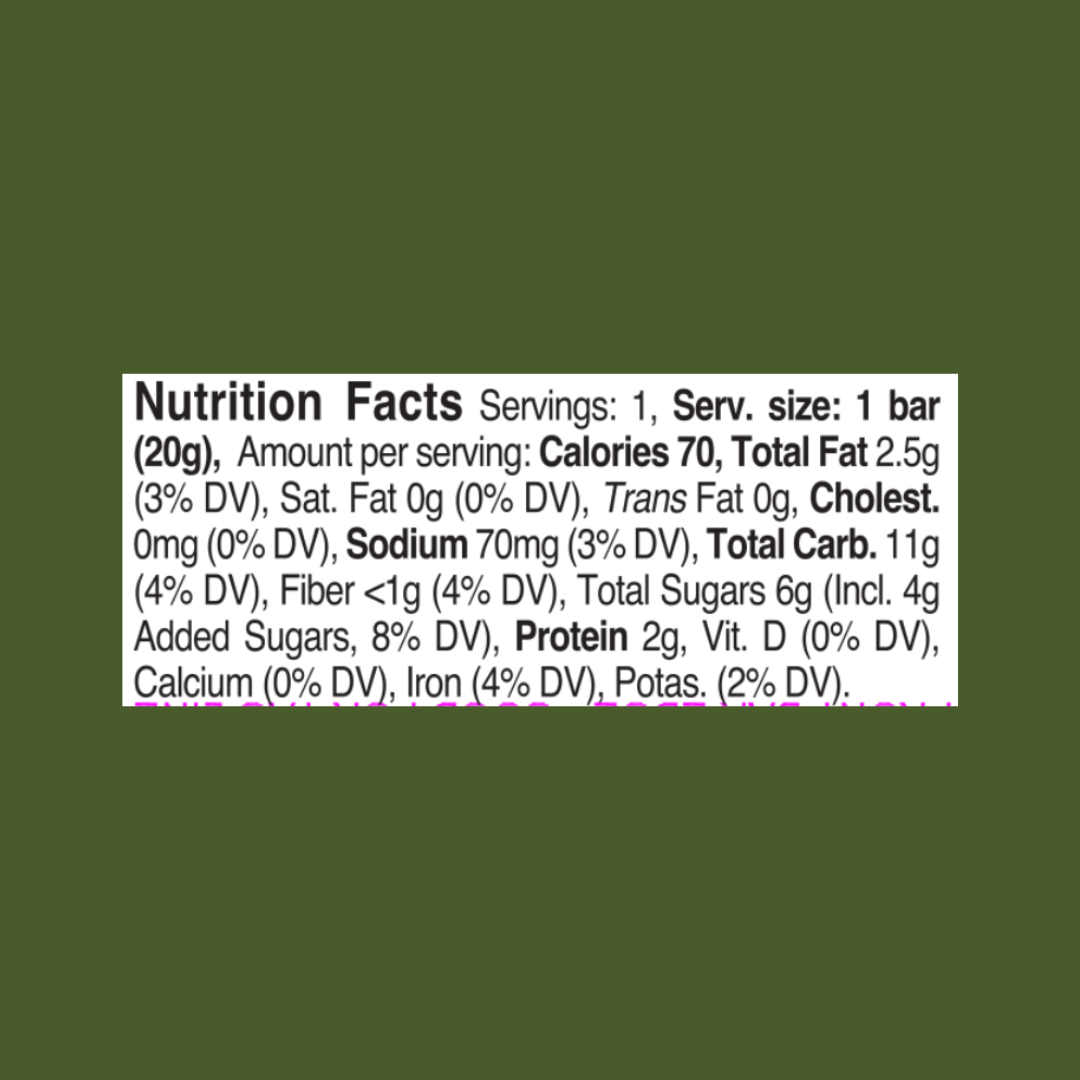 Bee Free Warrior Oat Bar Apple Caramel Nutrition Facts | J&J Vending SF Office Pantry Snacks and Beverage Delivery Service