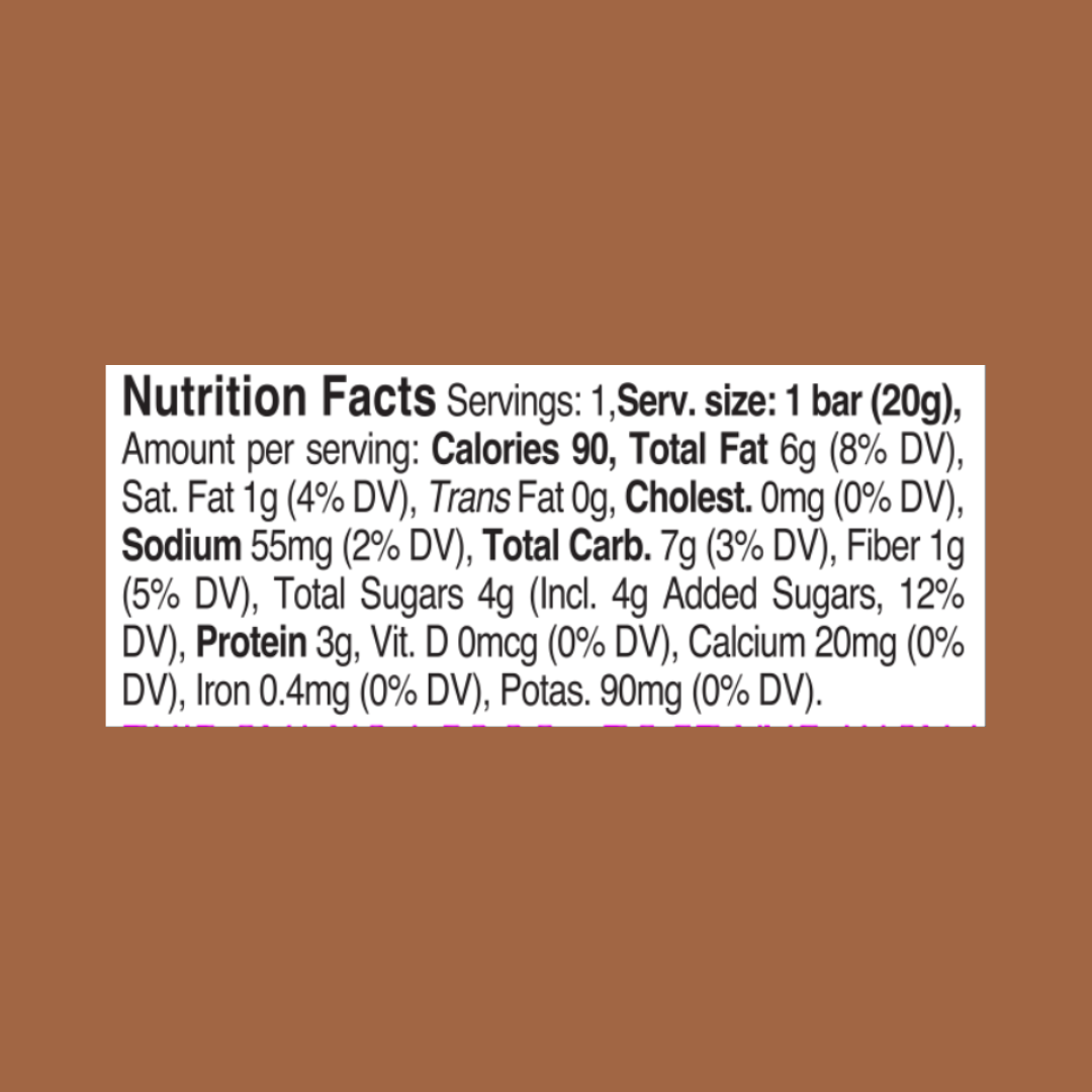 Bee Free Warrior Nutty Bar Salted Caramel Nutrition Facts | J&J Vending SF Office Pantry Snacks and Beverage Delivery Service