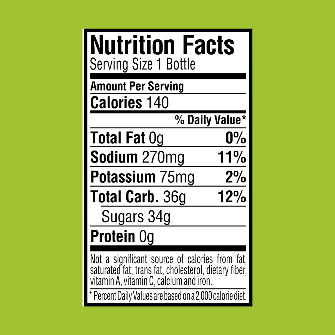 Gatorade Lemon Lime Sports Drink Nutrition Facts | J&J Vending SF Office Snack and Beverage Delivery Service