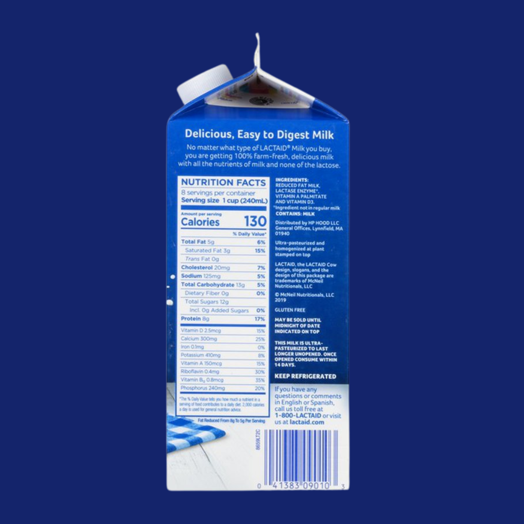 Lactaid 2% Reduced Fat Lactose Free Milk Nutrition Facts | J&J Vending SF Office Snacks and Beverage Delivery Service