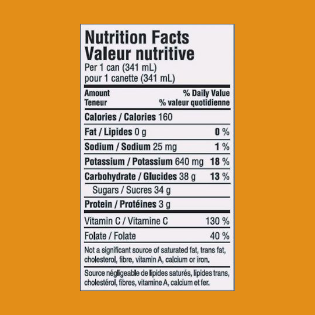 Minute Maid 100% Orange Juice Nutrition Facts | J&J Vending SF Office Snack and Beverage Delivery Service