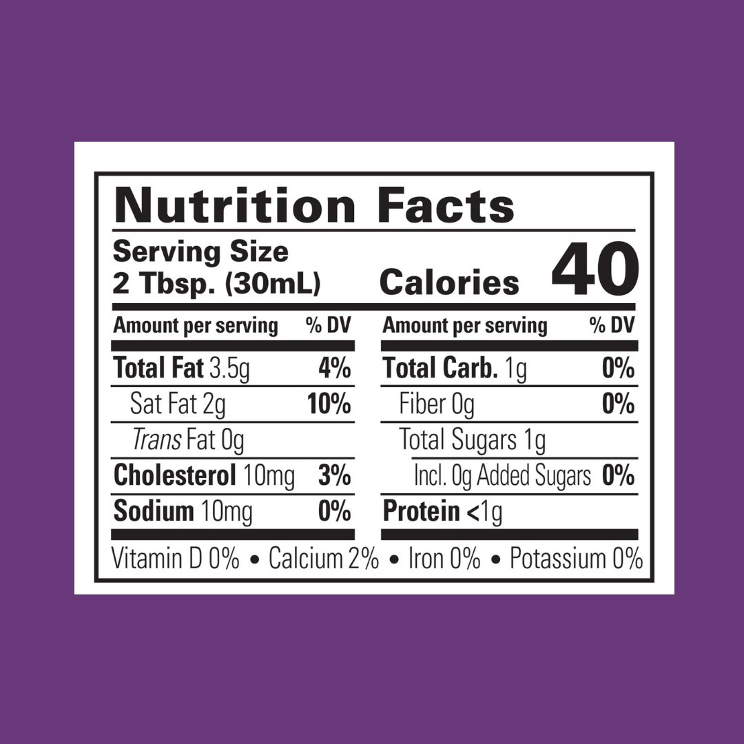 Organic Valley Half & Half Nutrition Facts | J&J Vending SF Office Snacks and Beverage Delivery Service