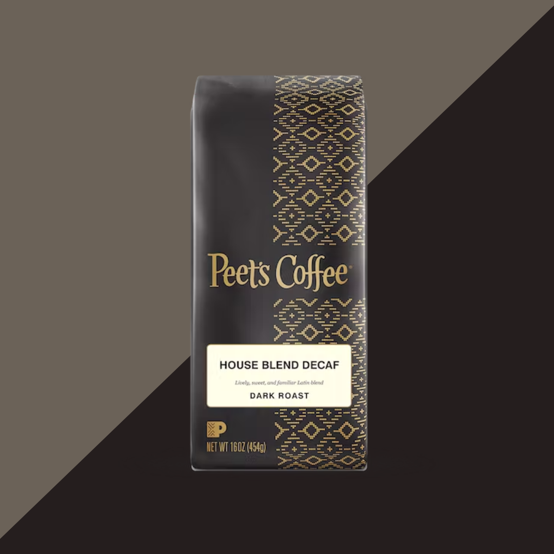 Peets House Roast Decaf Whole Bean Coffee 1lb Bag