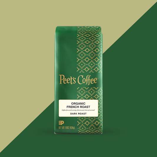SF Office Coffee Delivery Service | Peet's Organic French Roast Whole Bean Coffee 1lb Bag