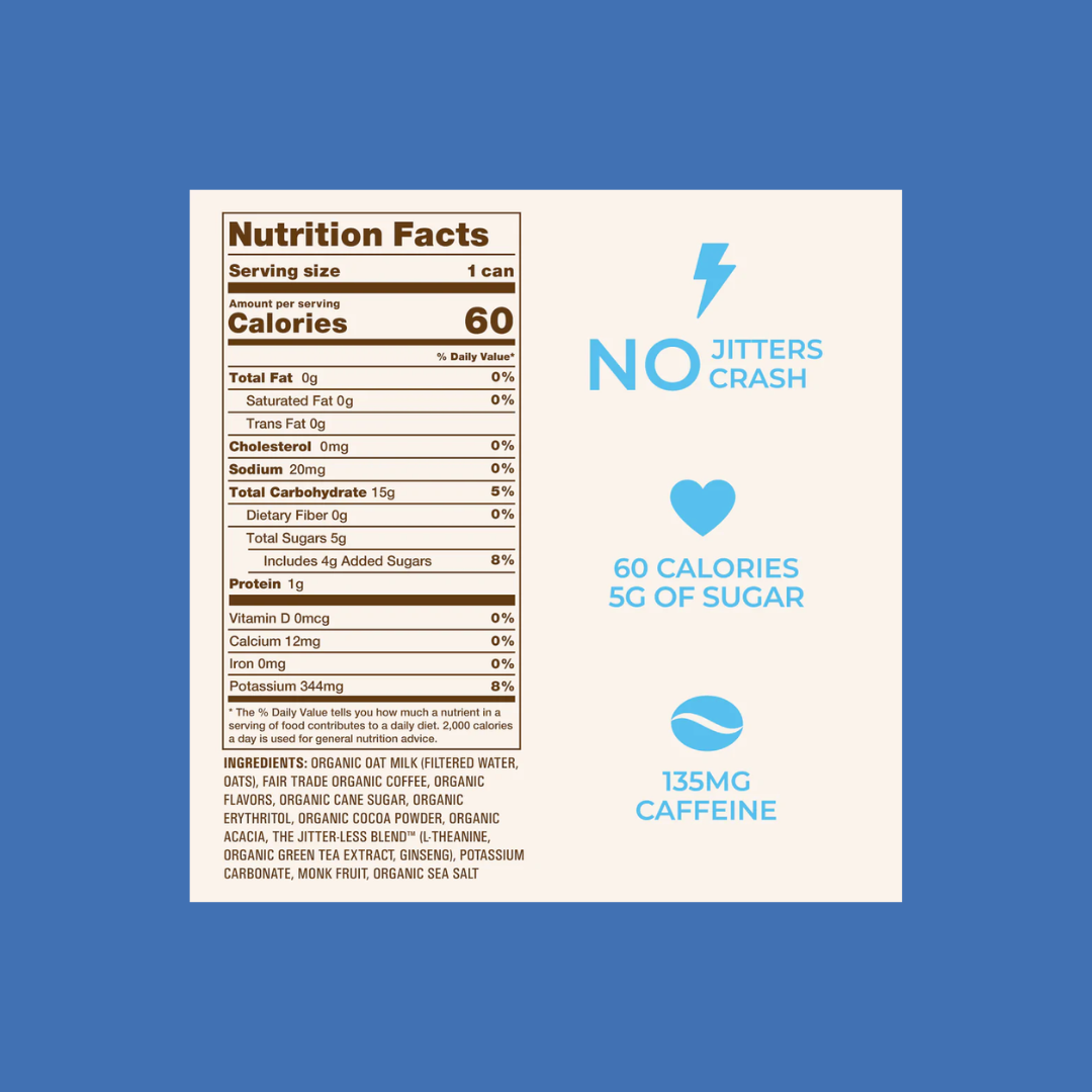 Quokka Jitter-less Coffee Cold Brew Chocolate Delight Nutrition Facts | J&J Vending SF Office Snack and Beverage Delivery Service