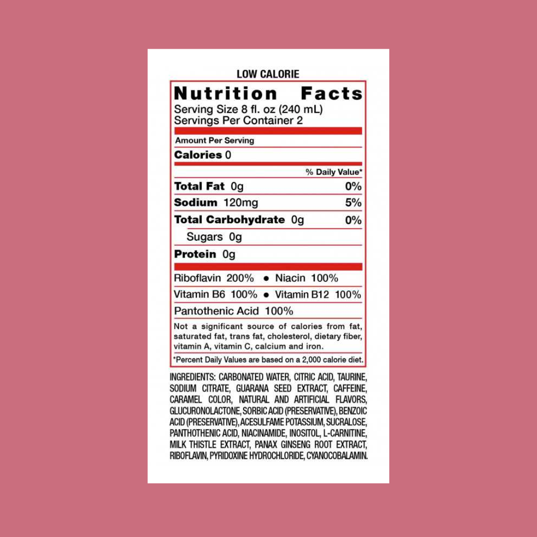 Rockstar Sugar Free Energy Drink Nutrition Facts | J&J Vending SF Office Snack and Beverage Delivery Service