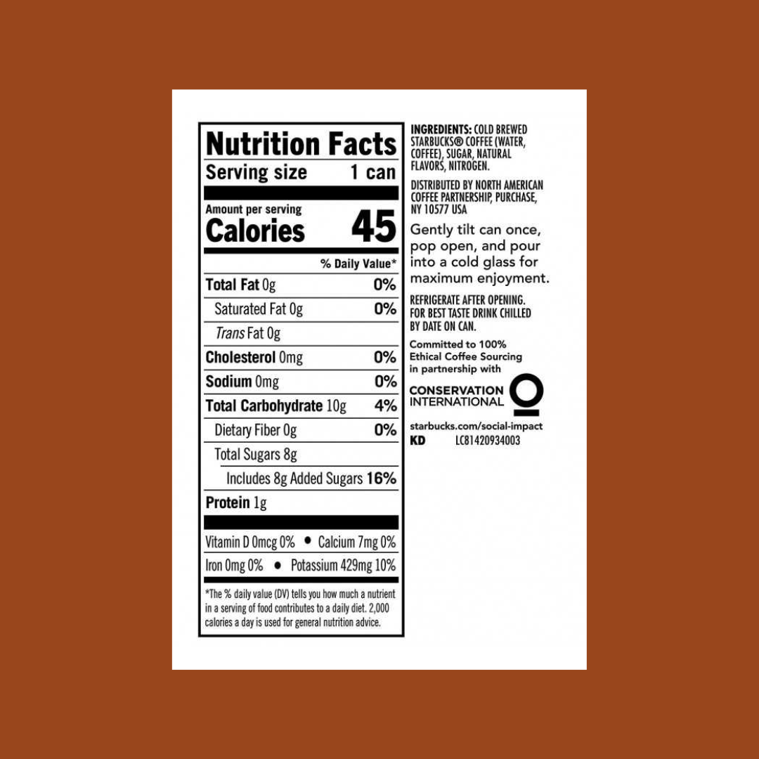 Starbucks Nitro Caramel Cold Brew Nutrition Facts | J&J Vending SF Office Snack and Beverage Delivery Service
