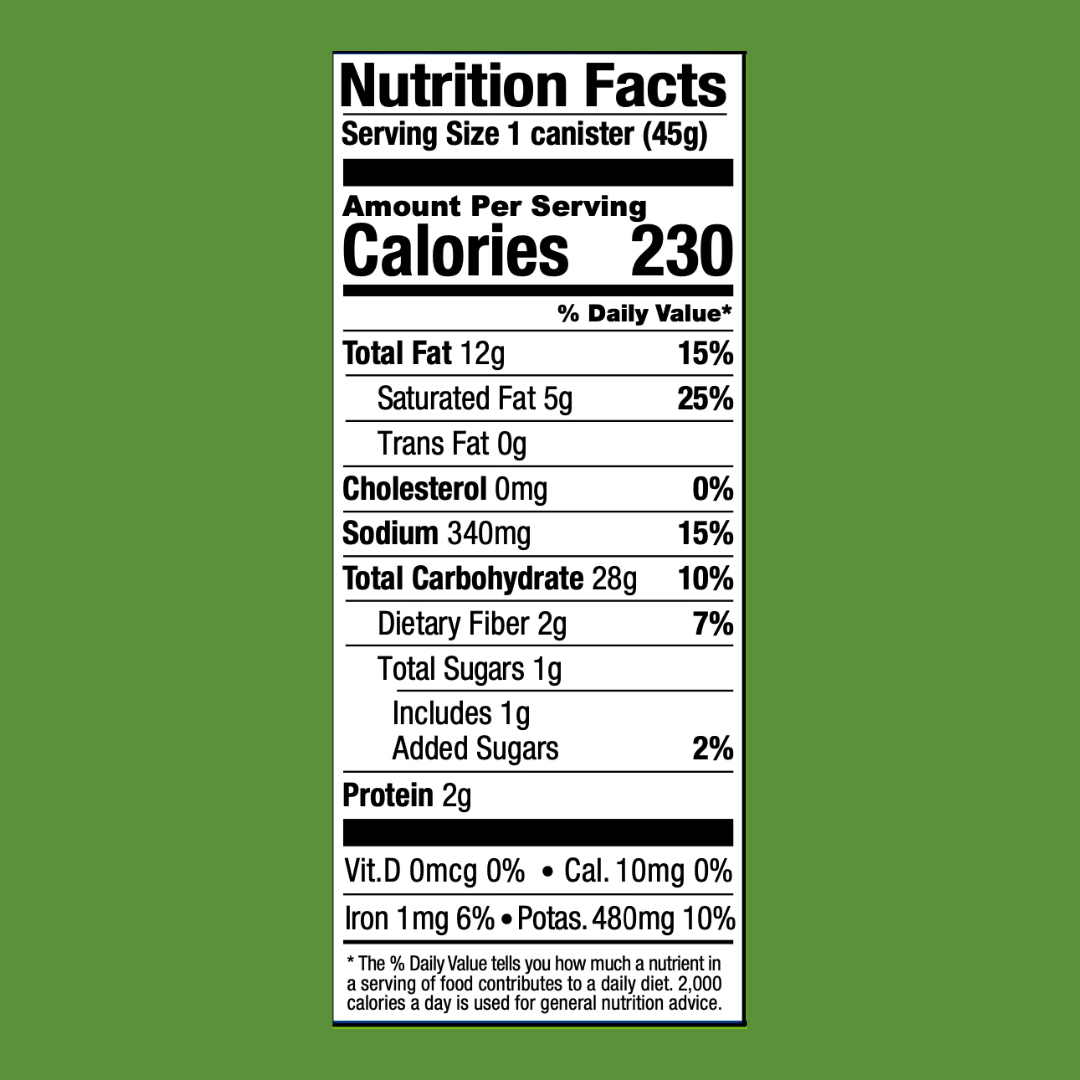 The Good Crisp Sour Cream & Onion Potato Crisps Nutritional Facts | J&J Vending SF Office Pantry Snacks and Beverage Delivery Service