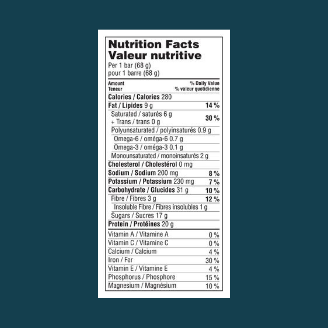 Clif Builders Protein Bar Chocolate Mint Nutrition Label | J&J Vending SF Office Pantry Snacks and Beverage Delivery Service