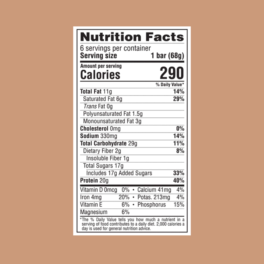 Clif Builders Protein Bar Chocolate Peanut Butter Nutrition Label | J&J Vending SF Office Pantry Snacks and Beverage Delivery Service