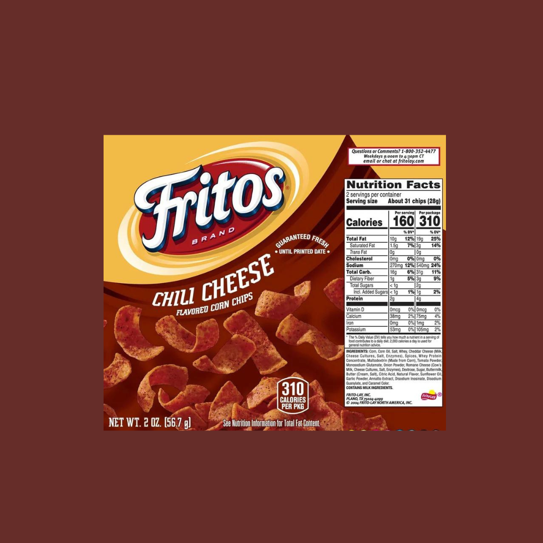 Fritos Chili Cheese Corn Chips Nutrition Facts | J&J Vending SF Office Pantry Snacks and Beverage Delivery Service