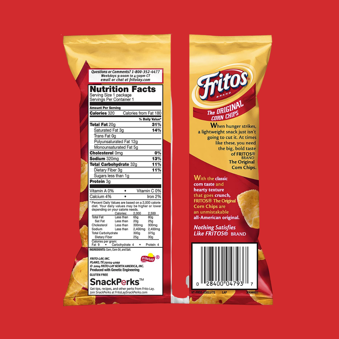 Fritos Corn Chips The Original Nutrition Facts | J&J Vending SF Office Pantry Snacks and Beverage Delivery Service