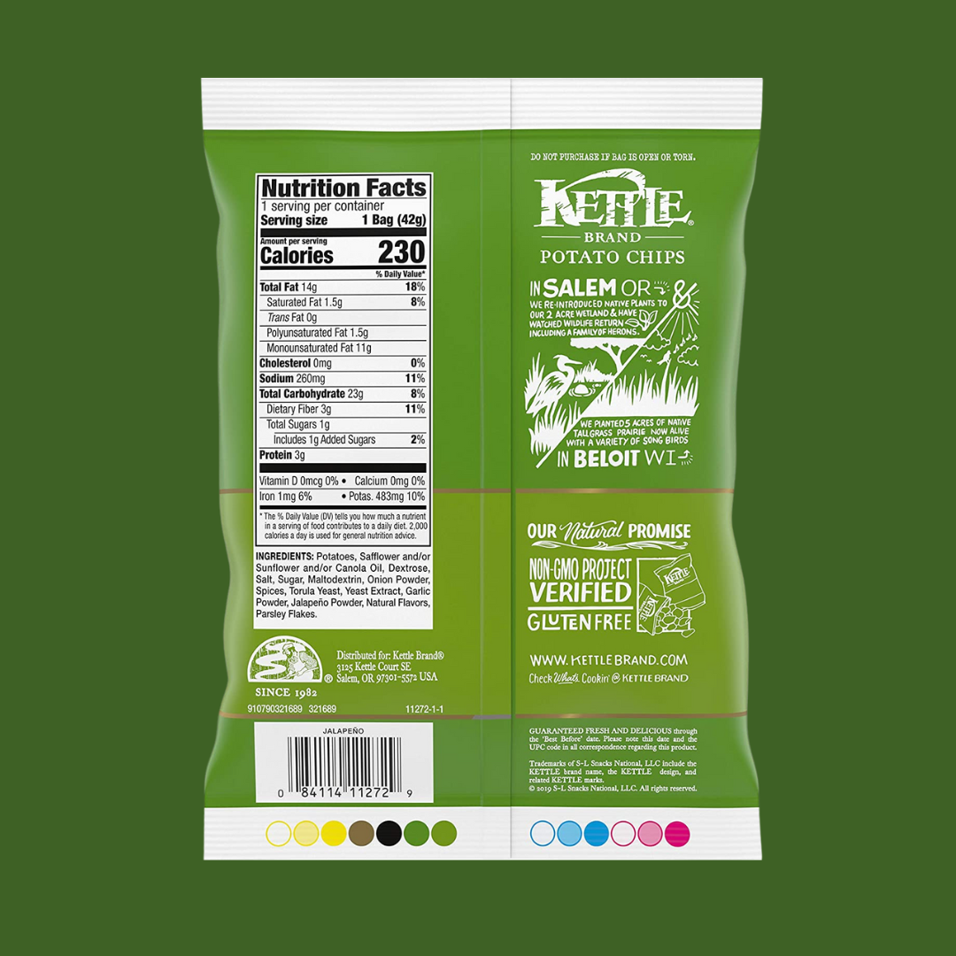 Kettle Jalapeno Chips Nutrition Facts | J&J Vending SF Office Pantry Snacks and Beverage Delivery Service