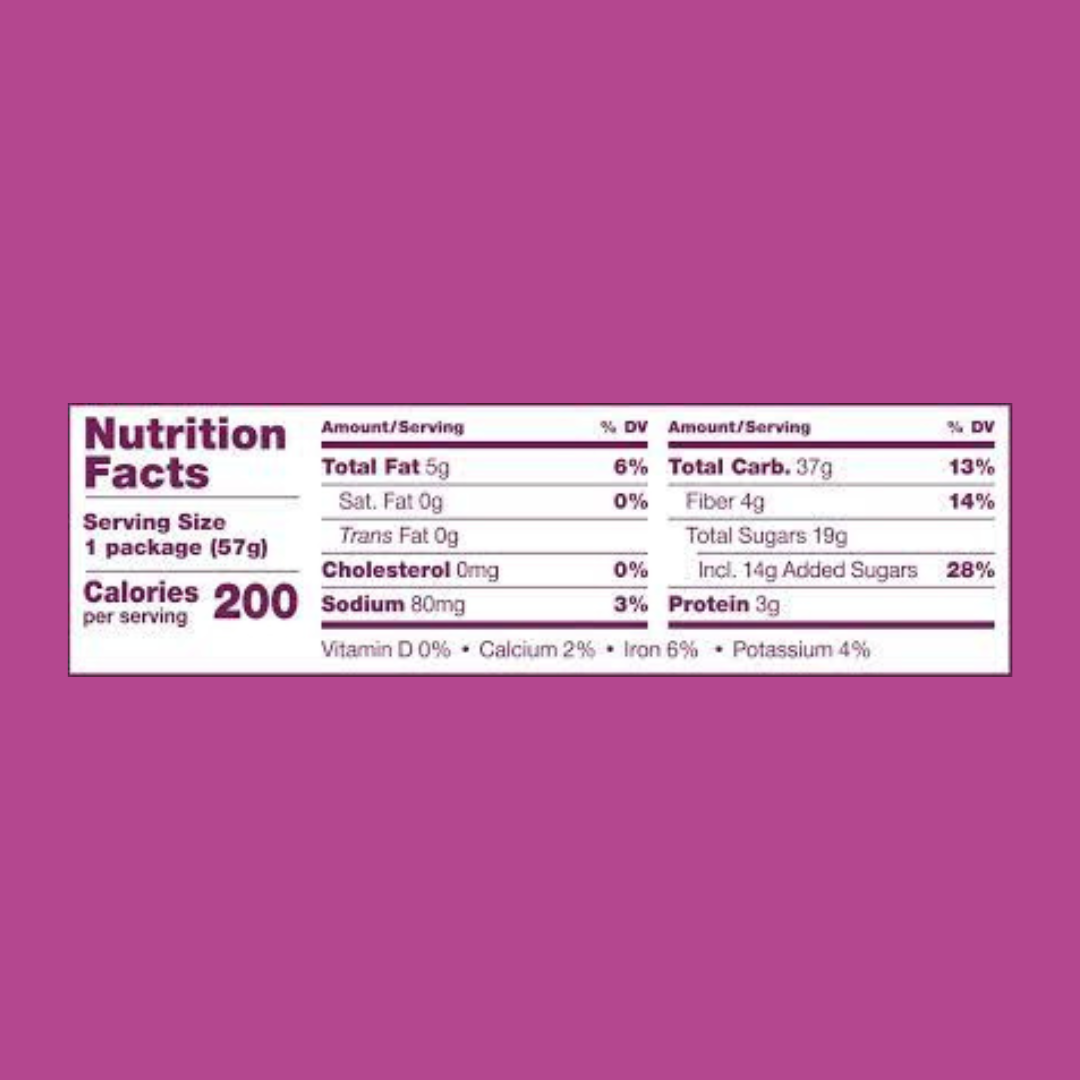 Nature's Bakery Original Fig Bar Nutritional Label | J&J Vending SF Office Pantry Snacks and Beverage Delivery Service