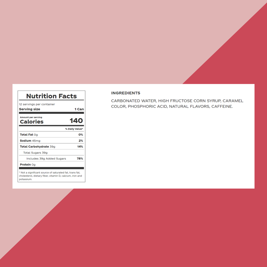 12oz Coca Cola Nutrition Facts | J&J Vending SF Office and Snack Delivery Service