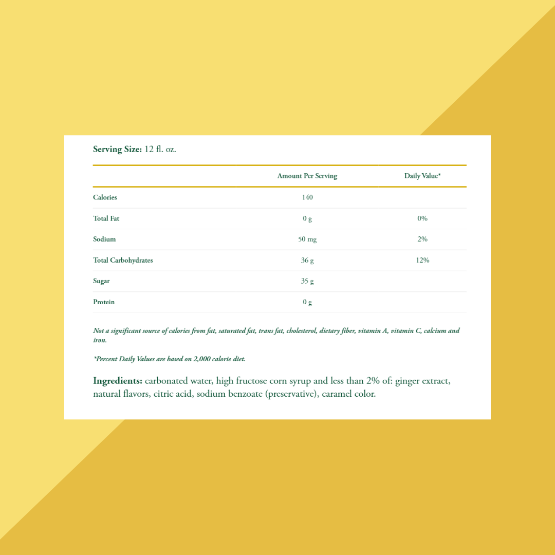 Canada Dry Ginger Ale 12oz Can Nutrition Facts | J&J Vending SF Office Snack and Beverage Delivery Service