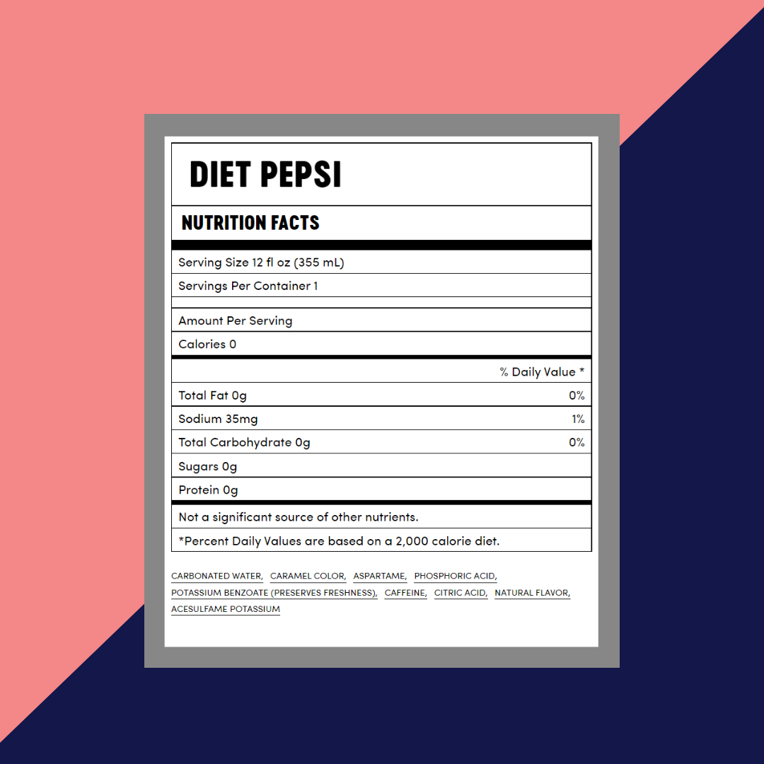 Diet Pepsi Can Nutrition Facts | J&J Vending Office Snack and Beverage Delivery Service